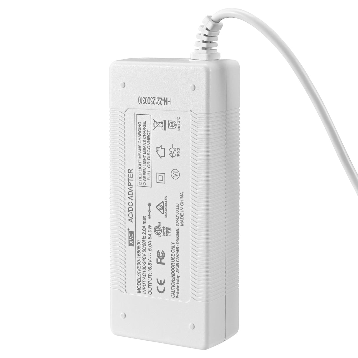 Adaptador de alimentação branco e cabo de alimentação para concentrador de oxigénio VP-1/VP-2