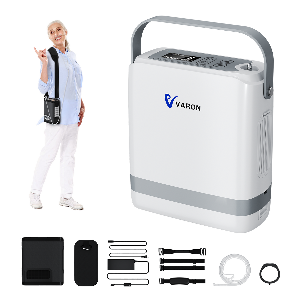 (Pré-venda) VARON VP-8G | Concentrador de Oxigénio Portátil com Fluxo Pulsado (1-8 definições)