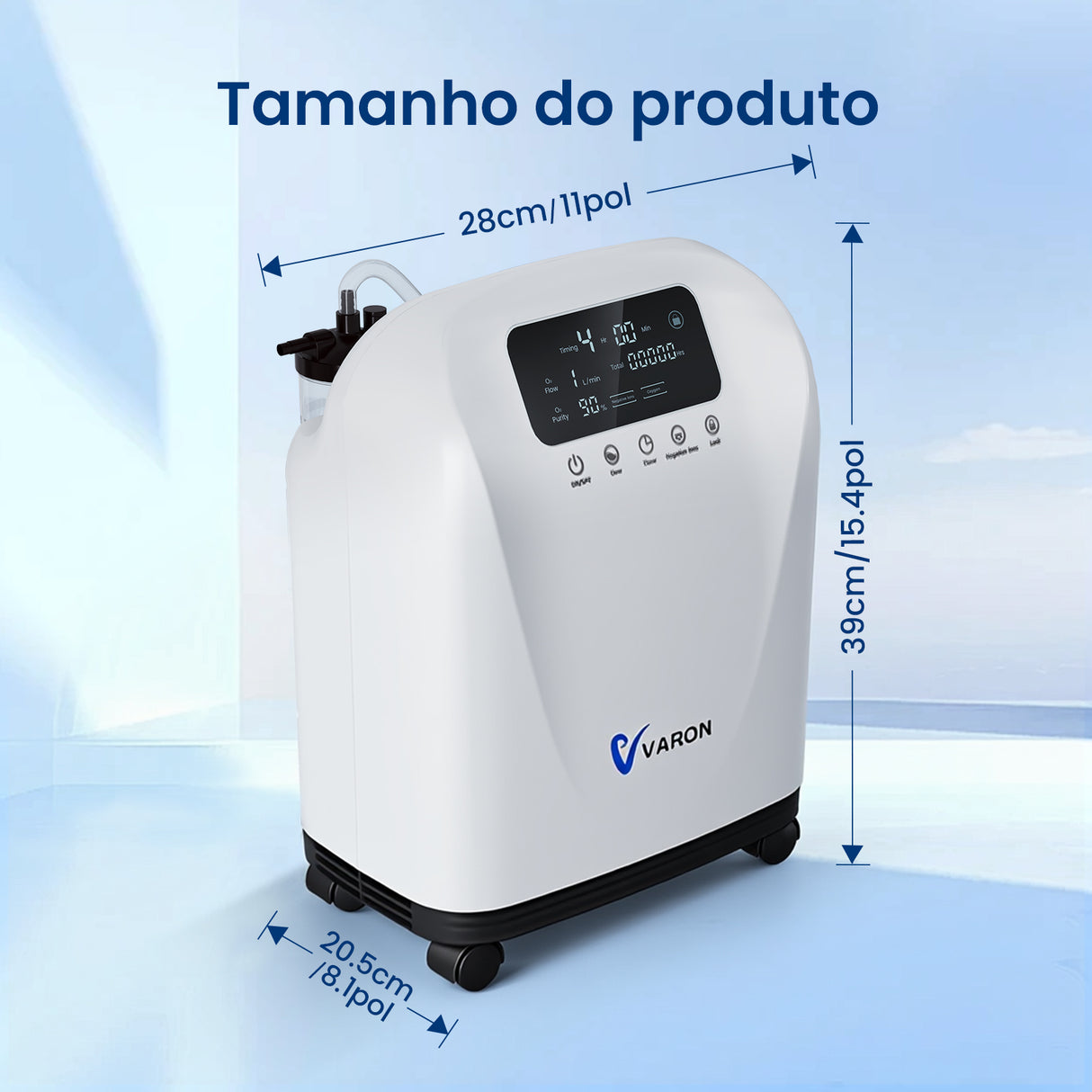 VARON VH-4 Concentrador de Oxigénio para Uso Domiciliário | Fluxo Contínuo, Certificado CE (1-9 Níveis)