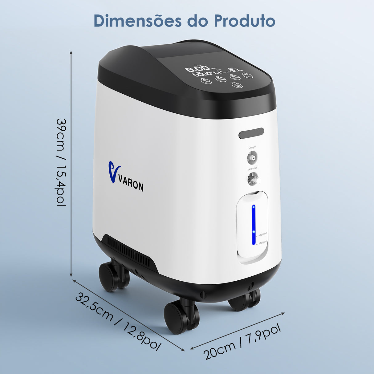 Concentrador de Oxigénio Doméstico VARON VH-2 Pro | Regulação de 9 níveis, funcionamento contínuo de 24 horas, certificado CE
