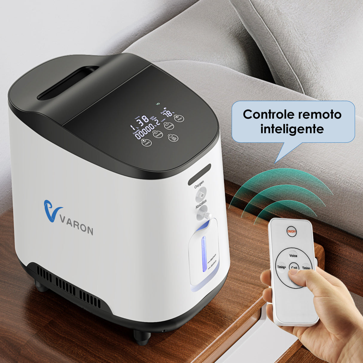 Concentrador de Oxigénio Residencial VARON VH-2 | Nível 1 a 7 Ajustável, Funcionamento 24H, Certificado CE