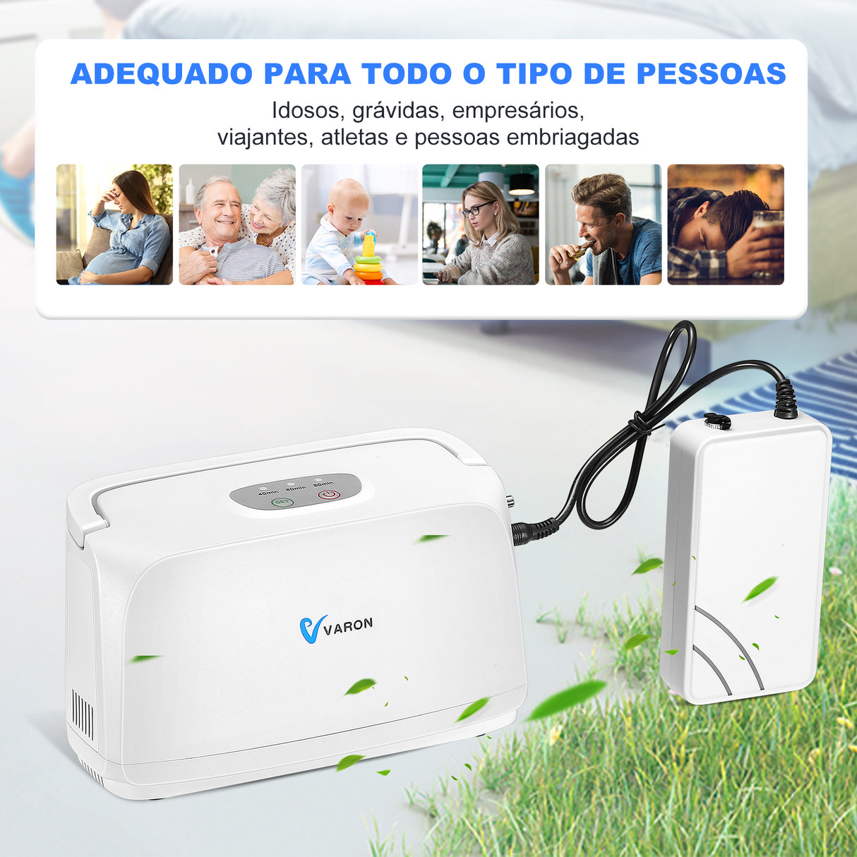 Concentrador de oxígeno portátil pulsado de frecuencia fija VARON VL-1 | Ideal para movilidad, con certificación CE