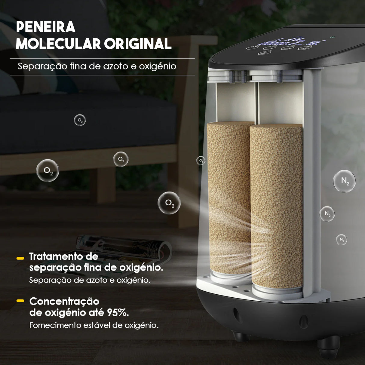 Concentrador de Oxigénio Residencial VARON VH-2 | Nível 1 a 7 Ajustável, Funcionamento 24H, Certificado CE