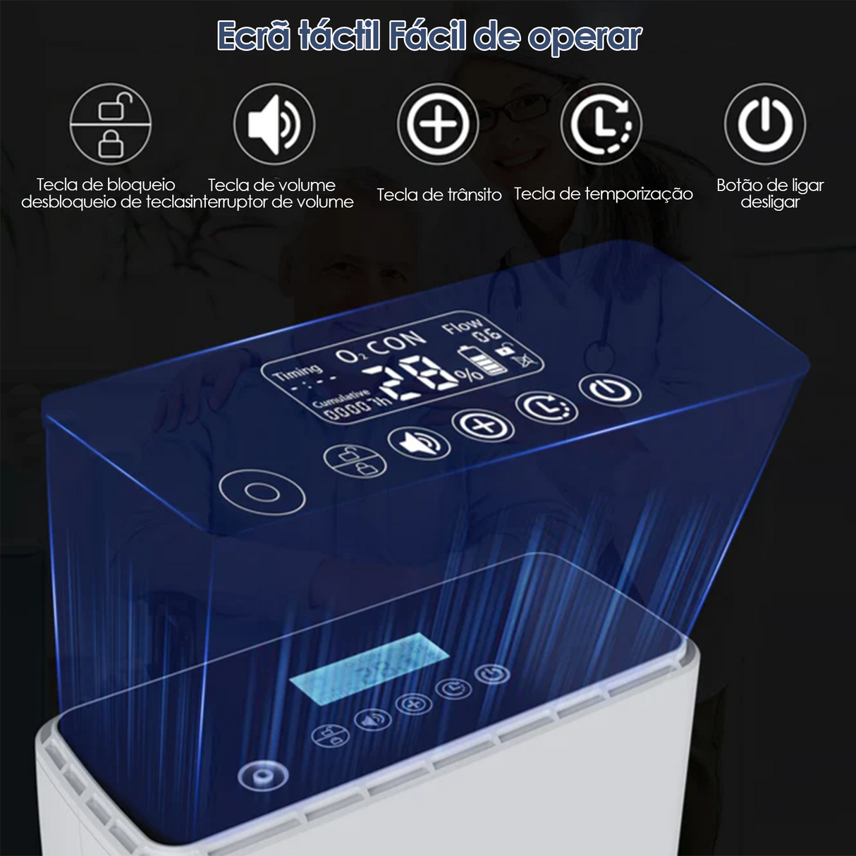 VARON VP-6 Contínuo Concentrador de Oxigénio Portátil| Caudal de Nível 1 a 6, Certificado CE