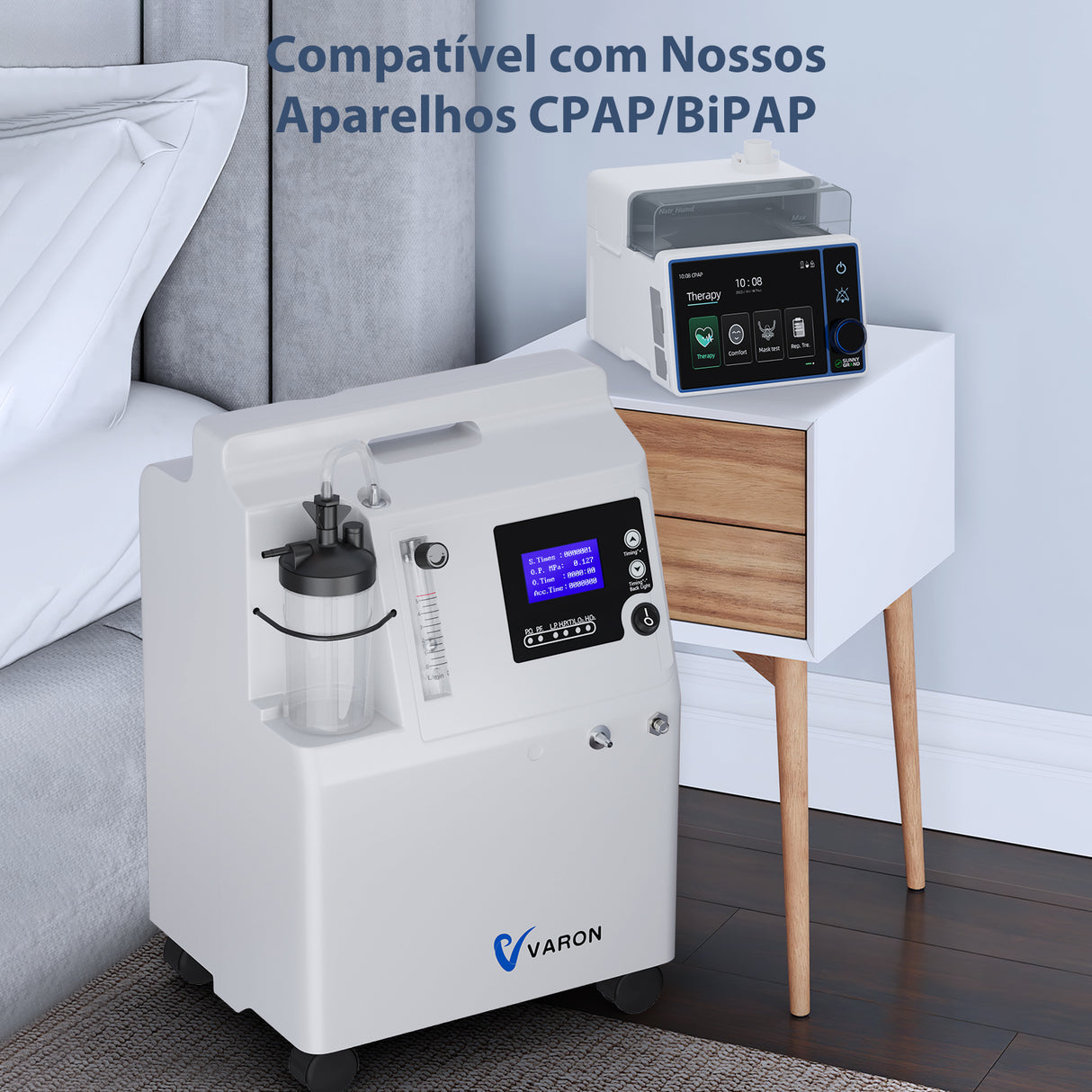 Concentrador de Oxigénio VARON Serene 5L | Baixo Ruído, Funcionamento de 72 Horas, Certificado CE