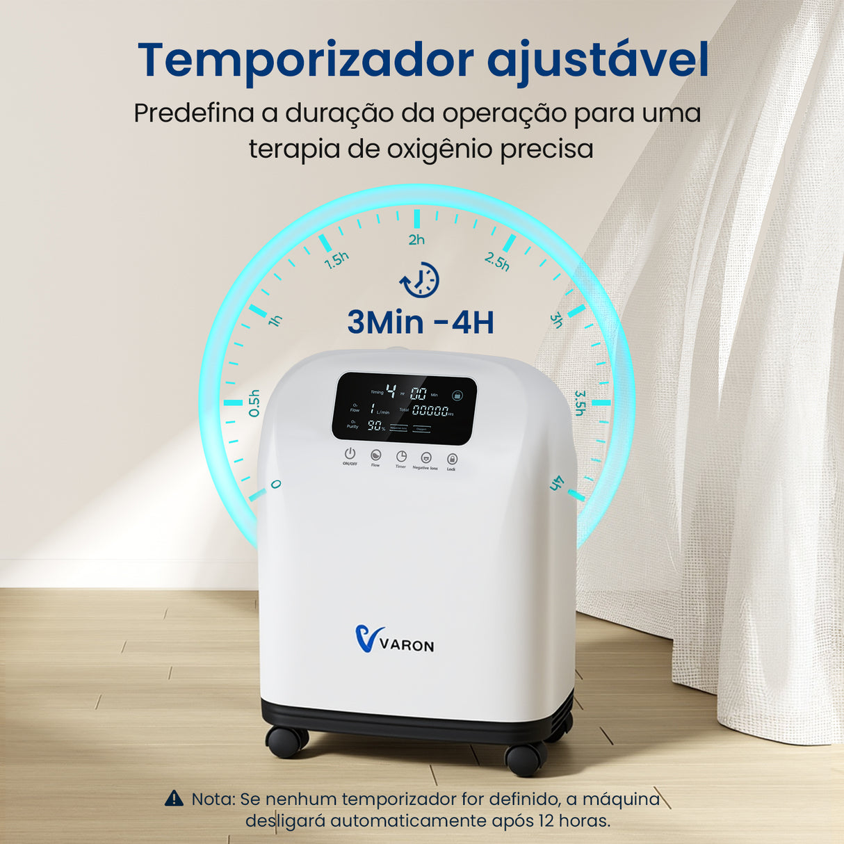 VARON VH-4 Concentrador de Oxigénio para Uso Domiciliário | Fluxo Contínuo, Certificado CE (1-9 Níveis)