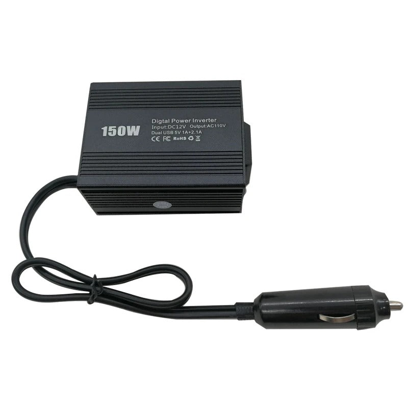 Inversor de carro de 150 W com portas USB duplas, 3,1 A, 12 V a 110 V/220 V