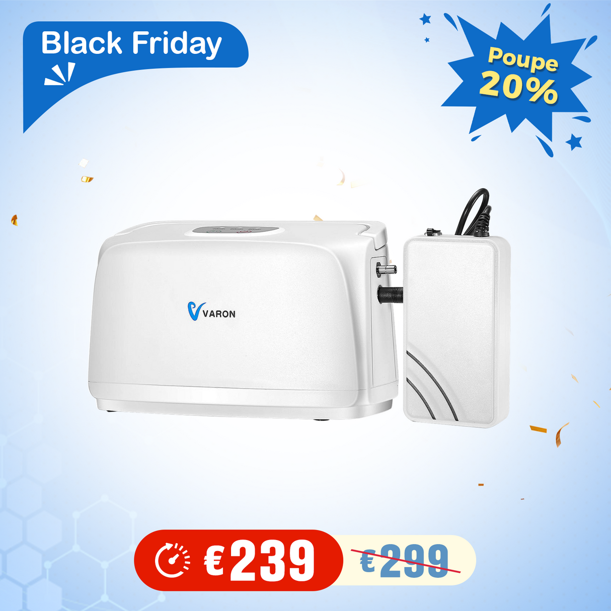 Concentrador de Oxigénio Pulsado VARON VL-1 | Ideal para Mobilidade, Certificado CE