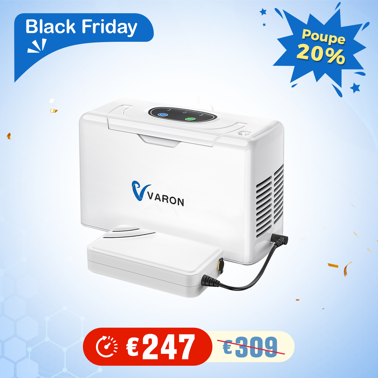 VARON VL-2 Concentrador de oxigénio portátil contínuo Light de 3 níveis, Certificado CE