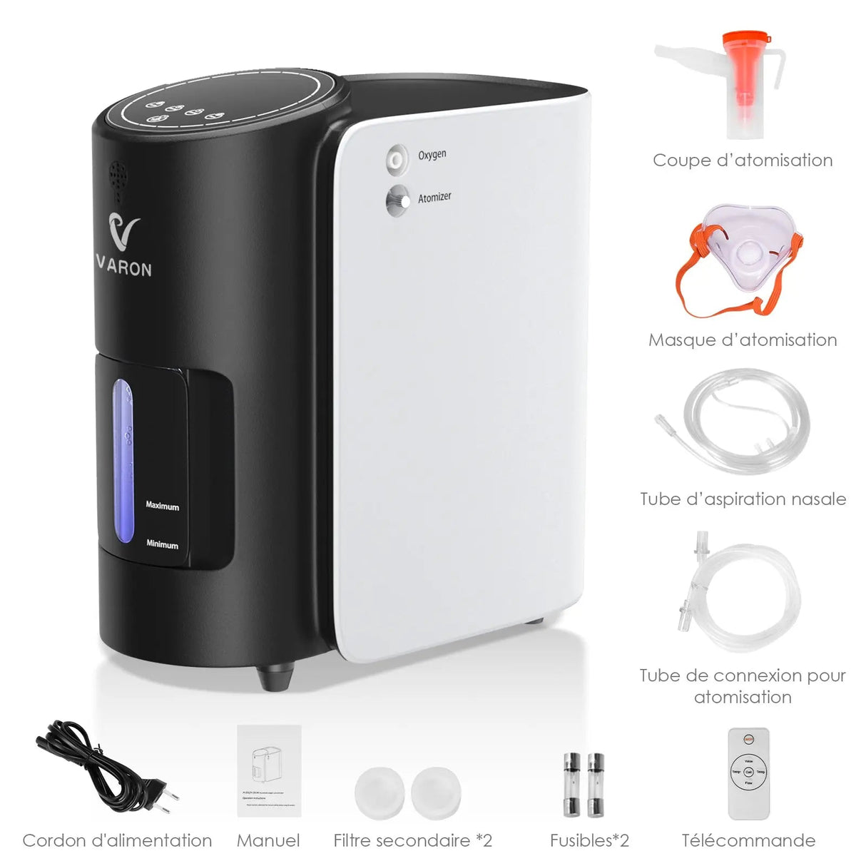Concentrador de oxigénio doméstico VARON VH-1 | 1-7L/min, Vital Senior Health, certificado CE