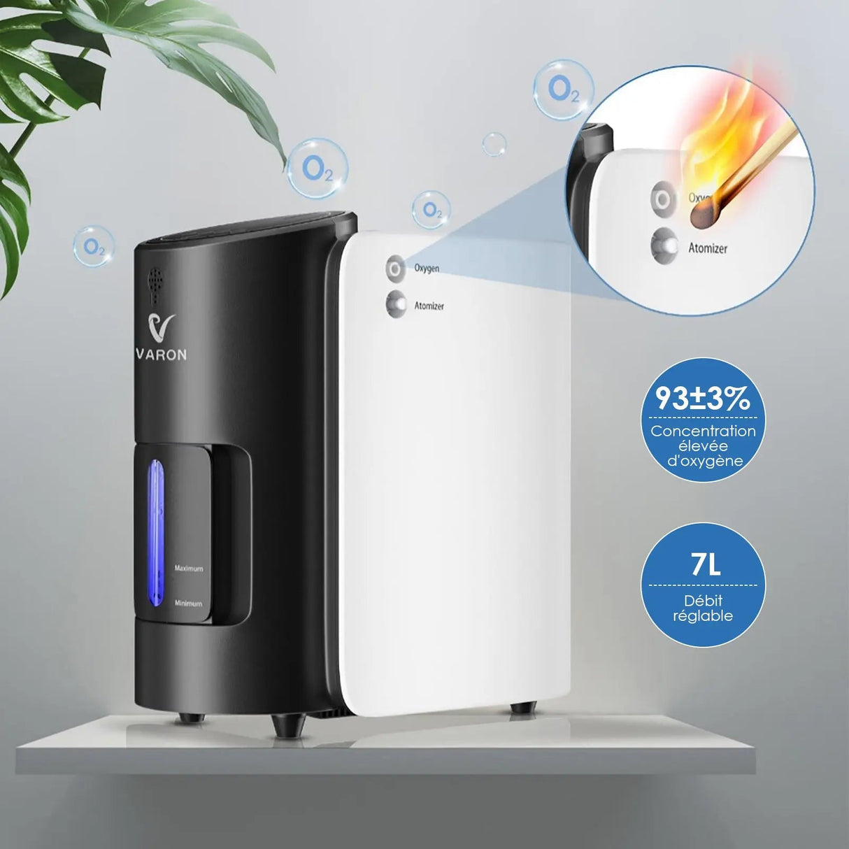 Concentrador de oxigénio doméstico VARON VH-1 | 1-7L/min, Vital Senior Health, certificado CE