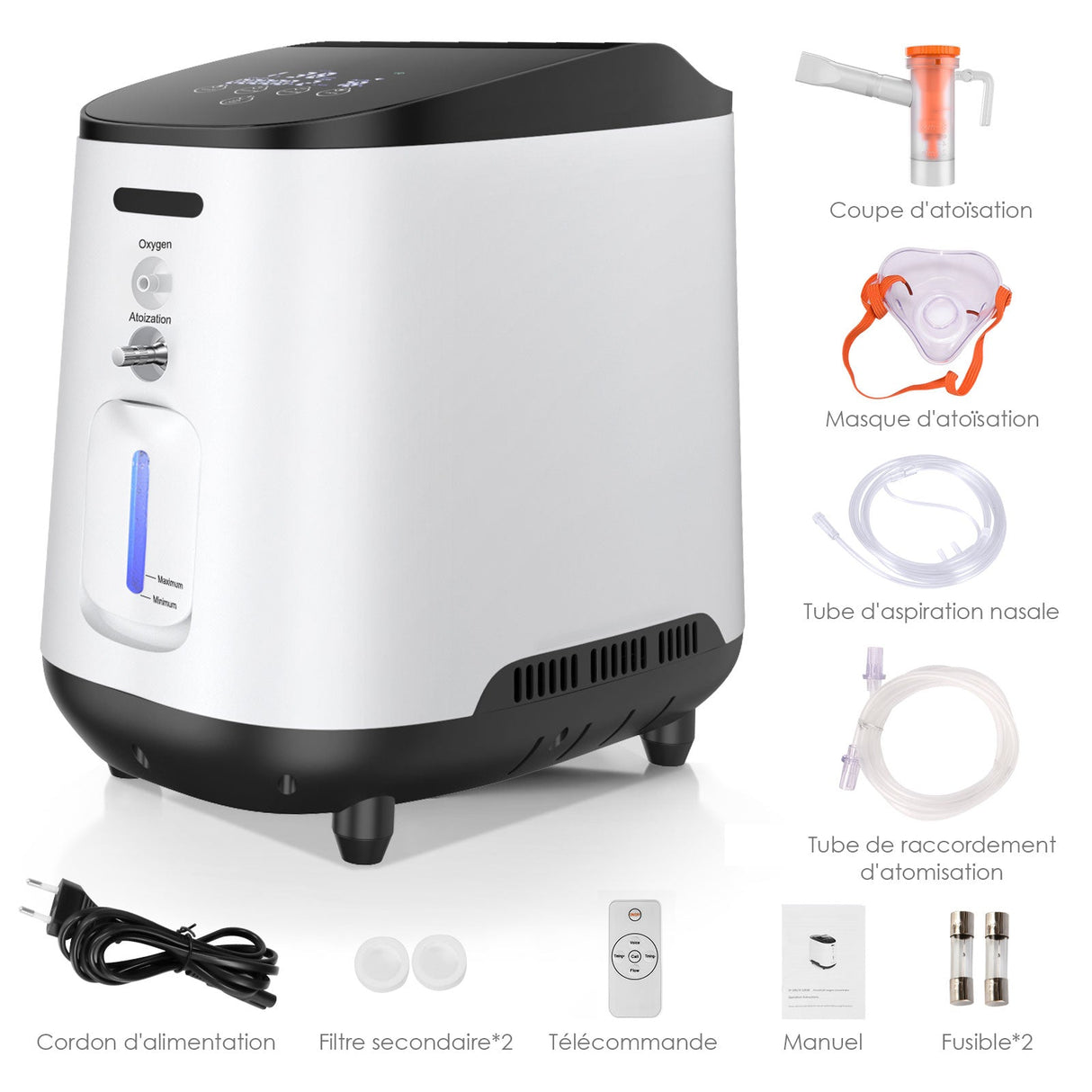 Concentrador de oxigénio doméstico VARON VH-2 | 1-7L/min ajustável, funcionamento 24 horas, aprovação CE