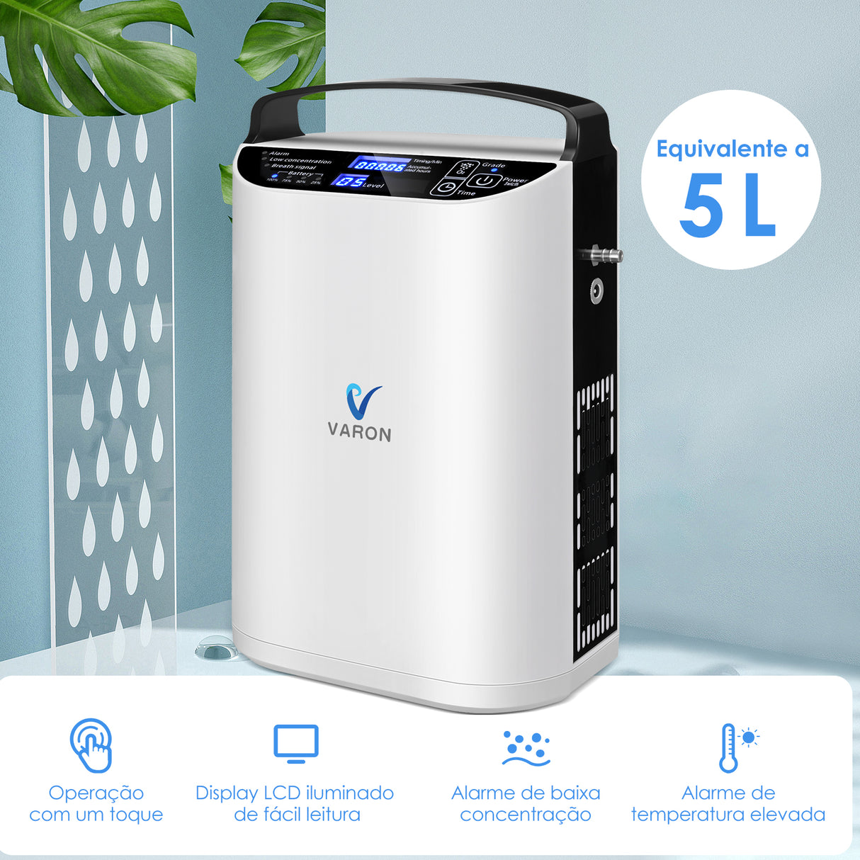 VARON VP-1 Pulse Concentrador de oxigênio portátil | Funcionamento 24 horas, Certificado CE