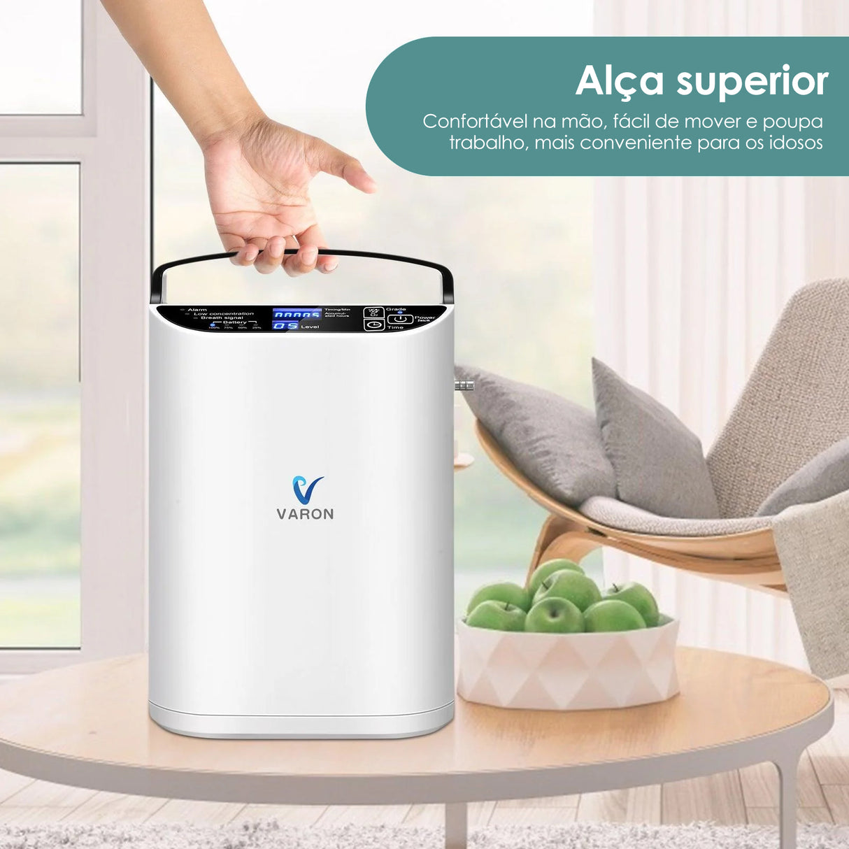 Concentrador de oxigénio portátil VARON VP-1 Pulse, funcionamento contínuo de 24 horas, certificado CE