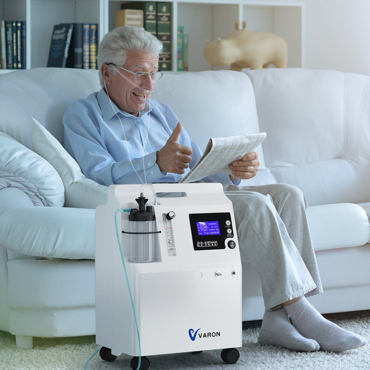 Concentrador de Oxigénio Serene 5 de 5 L da FDA VARON - Certificação CE, Funcionamento de 72 horas