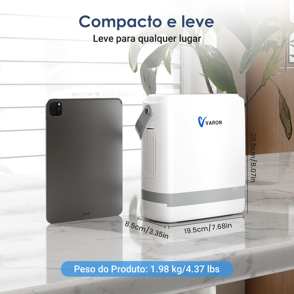 (Pré-venda) VARON VP-8G | Concentrador de Oxigénio Portátil com Fluxo Pulsado (1-8 definições)