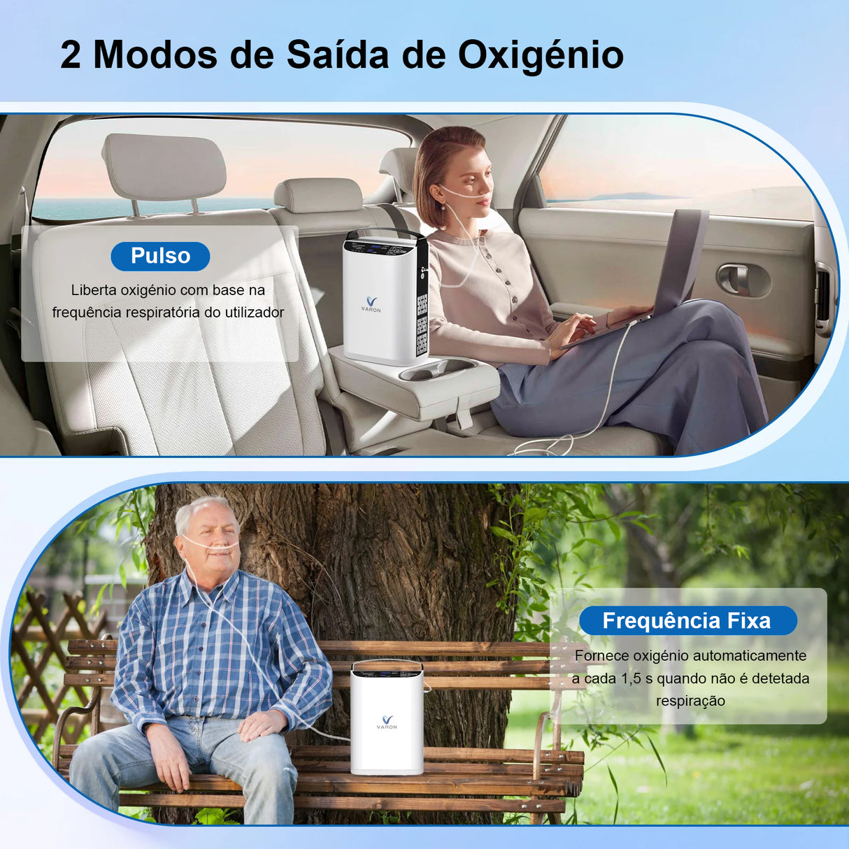 Concentrador de oxigénio portátil VARON VP-1 Pulse, funcionamento contínuo de 24 horas, certificado CE