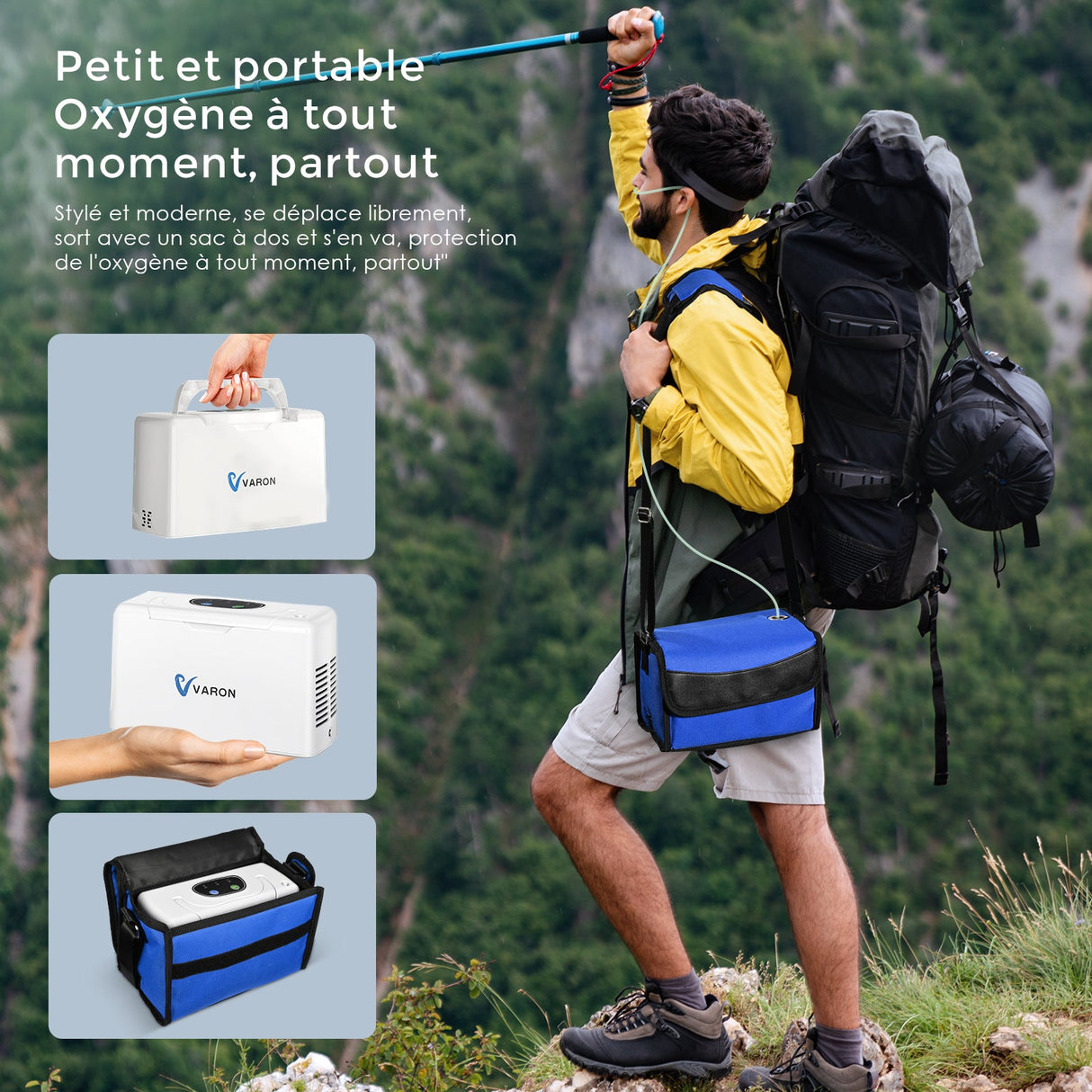Concentrador de oxigénio portátil VARON VL-2 Light Continuous 3L/min, certificado pela CE