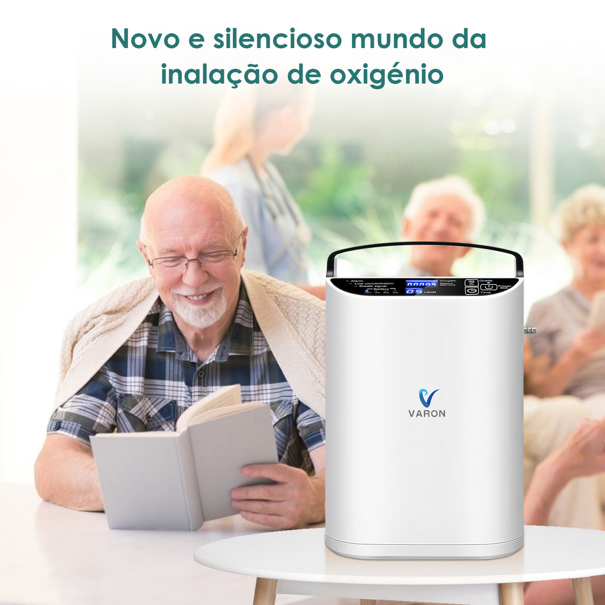 Concentrador de oxigénio portátil VARON VP-1 Pulse, funcionamento contínuo de 24 horas, certificado CE