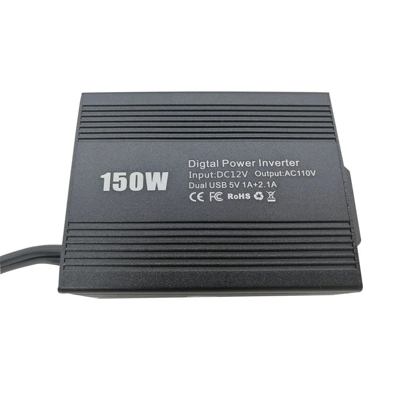 Inversor de carro de 150 W com portas USB duplas, 3,1 A, 12 V a 110 V/220 V