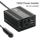 Inversor de carro de 150 W com portas USB duplas, 3,1 A, 12 V a 110 V/220 V