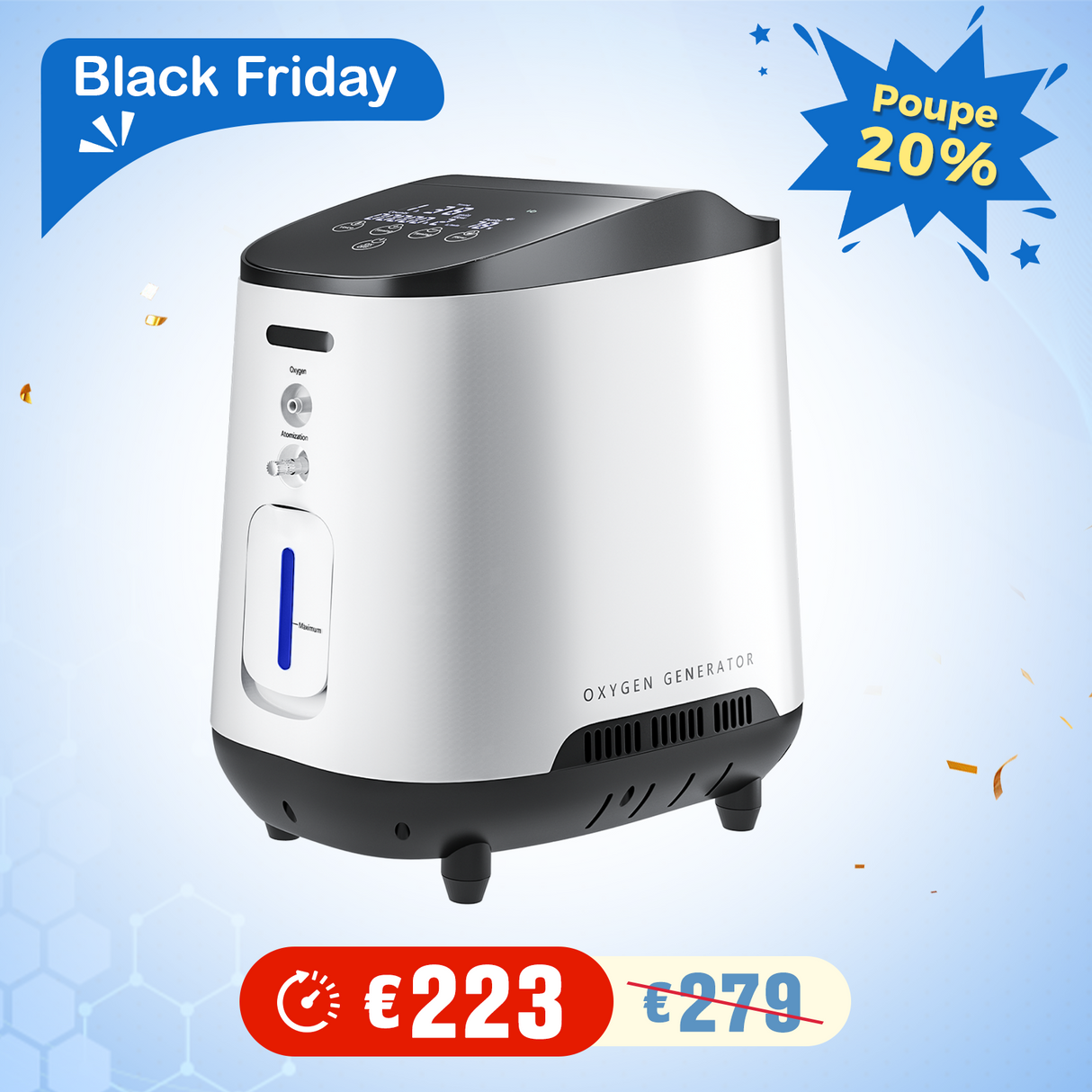 Concentrador de Oxigénio Residencial VARON VH-2 | Nível 1 a 7 Ajustável, Funcionamento 24H, Certificado CE