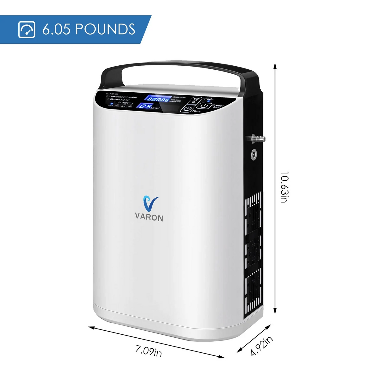 Concentrador de oxígeno portátil VARON VP-1 Pulse | Funcionamiento 24 horas, certificación CE