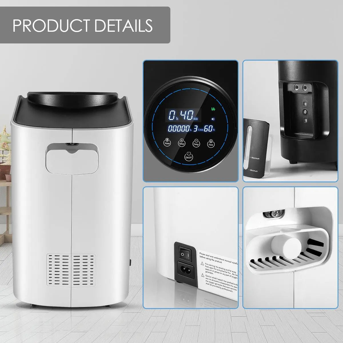 Concentrador de oxigénio doméstico VARON VH-1 | 1-7L/min, Vital Senior Health, certificado CE